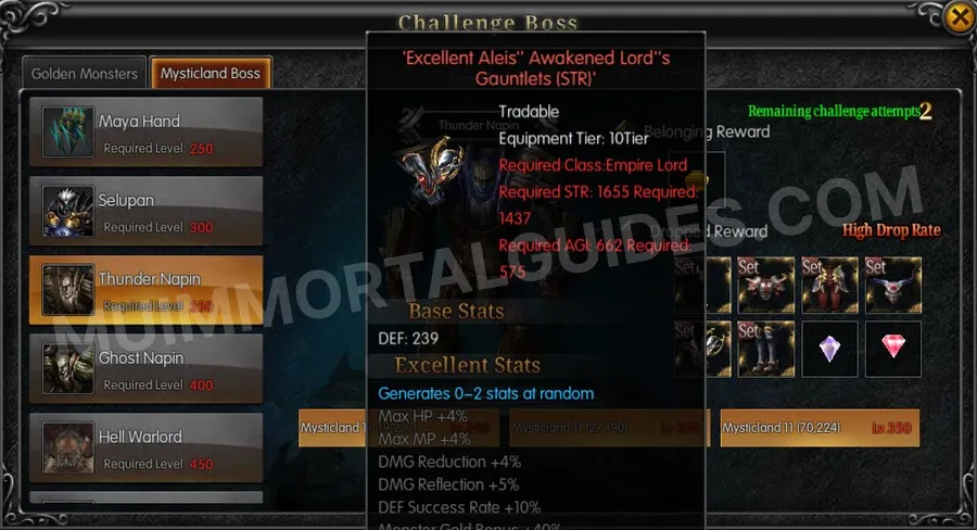 In-game screenshot of Excellent Aleis' Awakened Lord's Gauntlets (STR) tooltip