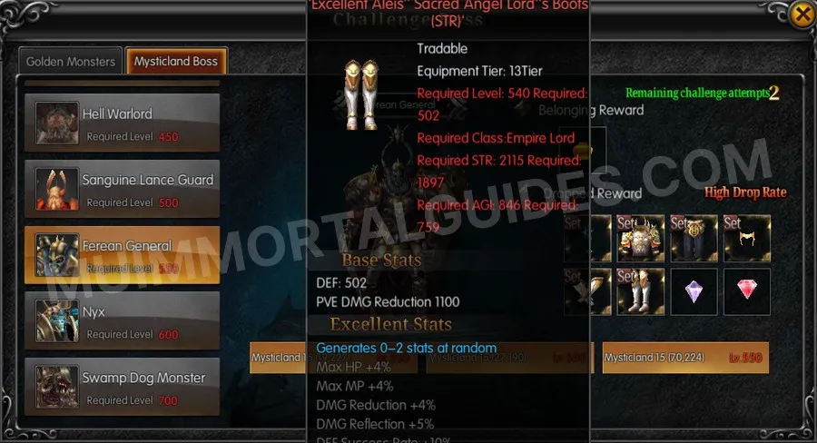 In-game screenshot of Excellent Aleis' Sacred Angel Lord's Boots (STR) tooltip