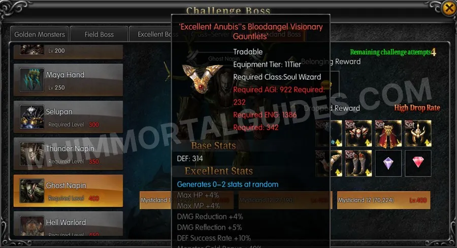 In-game screenshot of Excellent Anubis's Bloodangel Visionary Gauntlets tooltip