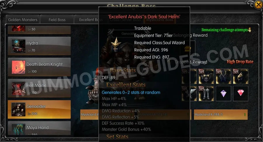 In-game screenshot of Excellent Anubis's Dark Soul Helm tooltip