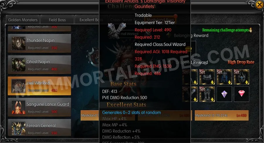 In-game screenshot of Excellent Anubis's Darkangel Visionary Gauntlets tooltip