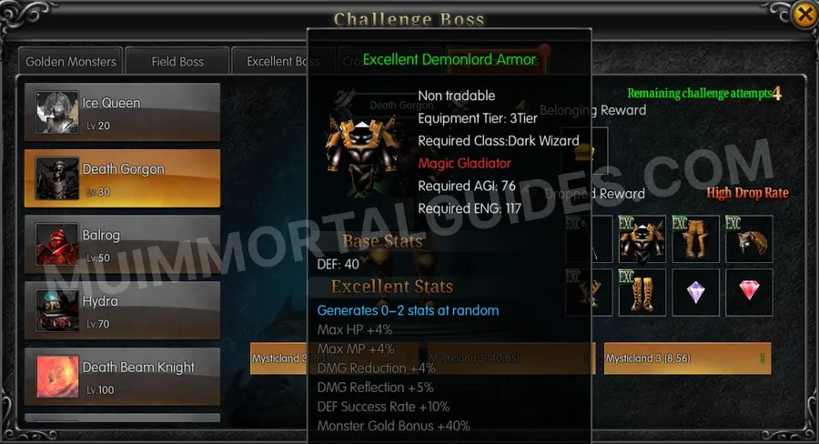 In-game screenshot of Excellent Demonlord Armor tooltip