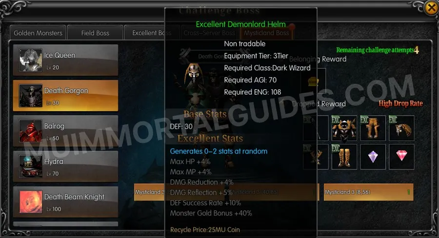 In-game screenshot of Excellent Demonlord Helm tooltip