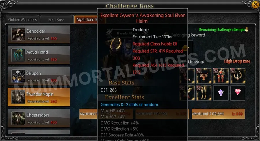 In-game screenshot of Excellent Gywen's Awakening Soul Elven Helm tooltip