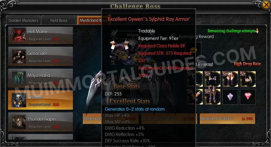 In-game screenshot of Excellent Gywen's Sylphid Ray Armor tooltip