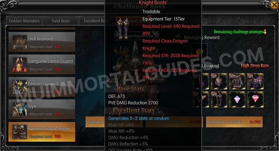In-game screenshot of Excellent Hyon's Forefather's Silver Heart Knight Boots tooltip