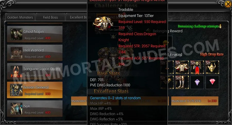 In-game screenshot of Excellent Hyon's Holyangel Knight Armor tooltip