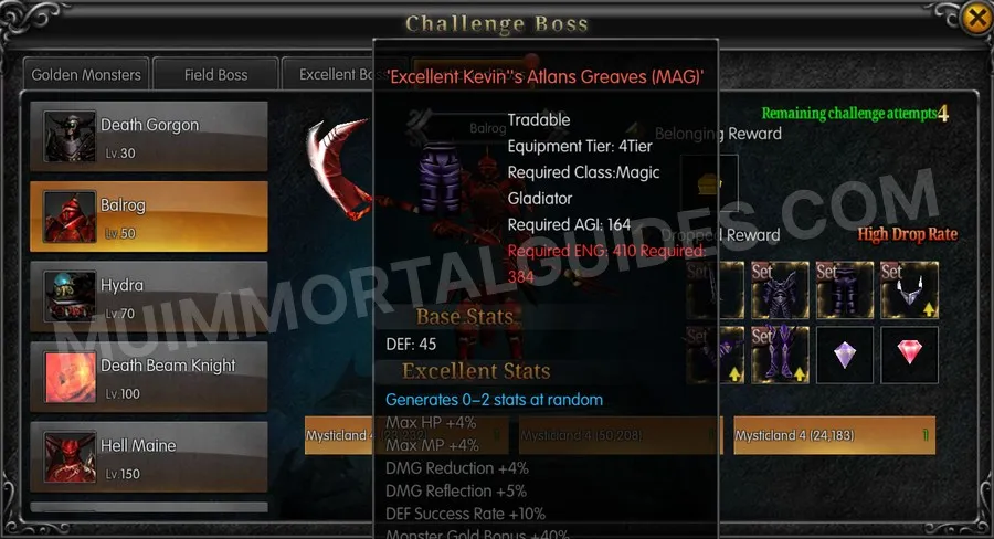 In-game screenshot of Excellent Kevin's Atlans Greaves (MAG) tooltip