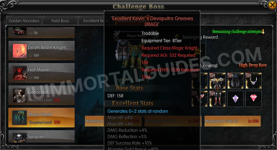 In-game screenshot of Excellent Kevin's Devaputra Greaves (MAG) tooltip