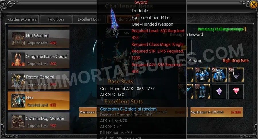 In-game screenshot of Excellent Kevin's Odin Snow Wolf Magical Sword tooltip
