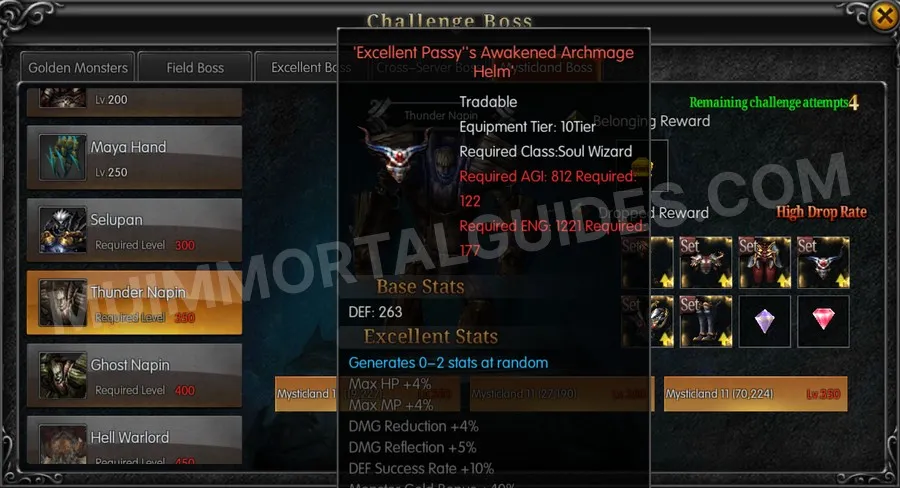 In-game screenshot of Excellent Passy's Awakened Archmage Helm tooltip