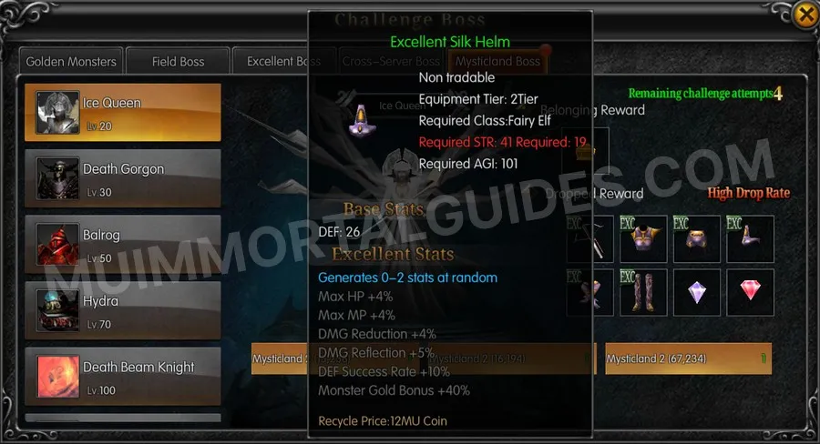 In-game screenshot of Excellent Silk Helm tooltip