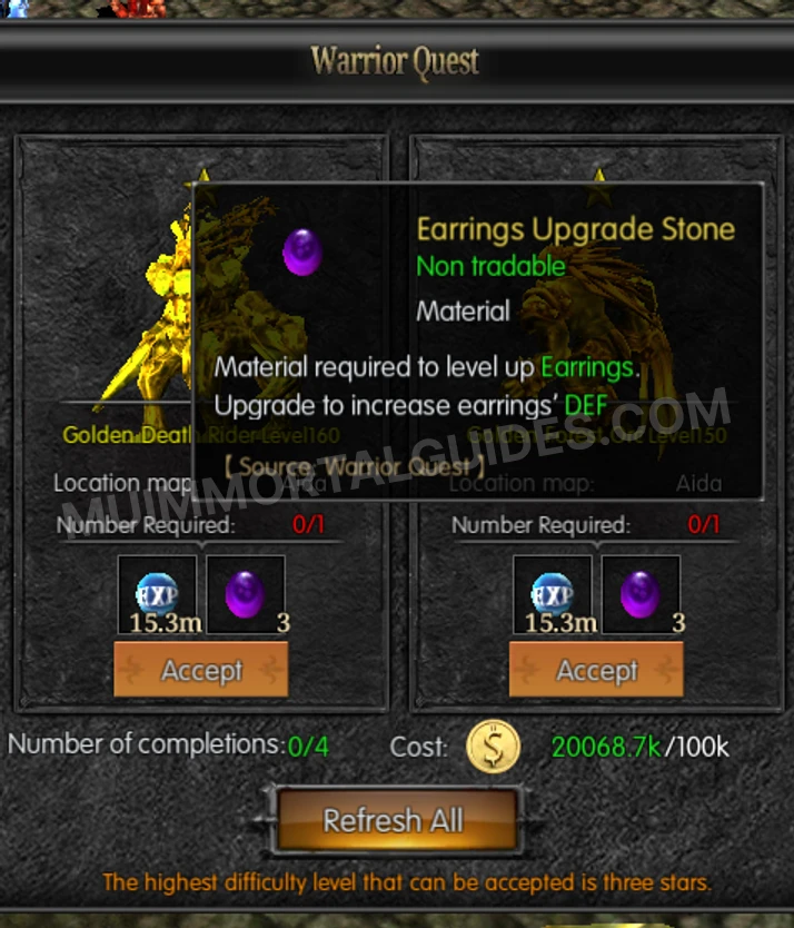 Screenshot of Earrings Upgrade Stone