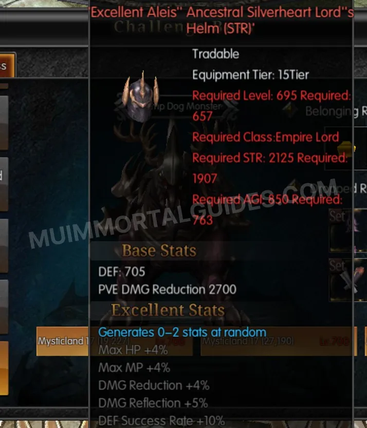 Screenshot of Excellent Alei's Ancestral Silverheart Lord's Helm (STR)