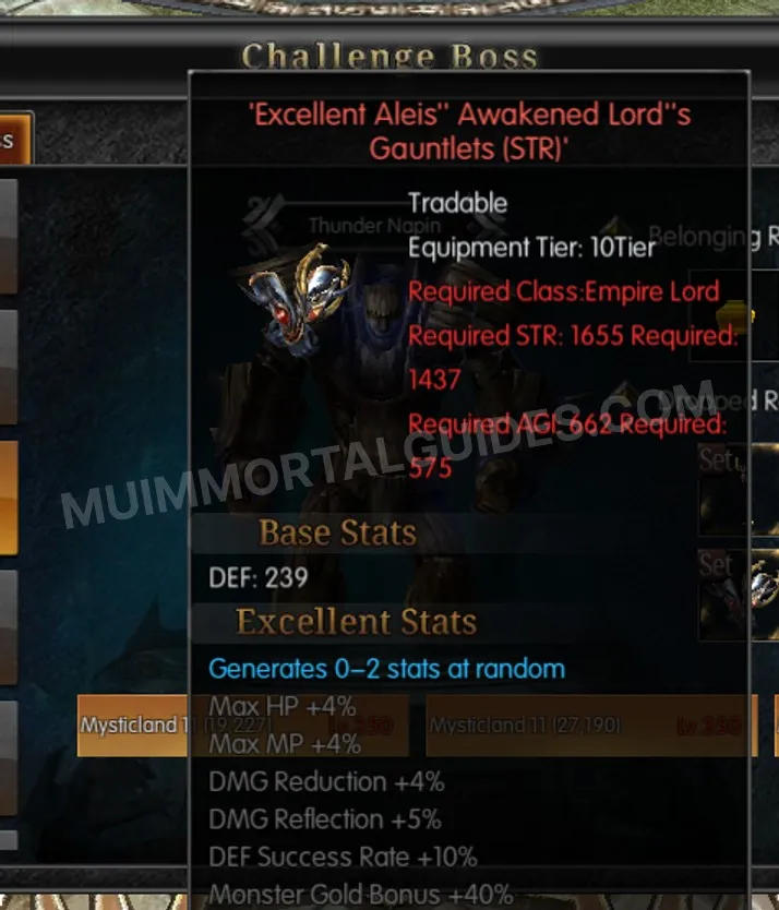 Screenshot of Excellent Aleis' Awakened Lord's Gauntlets (STR)