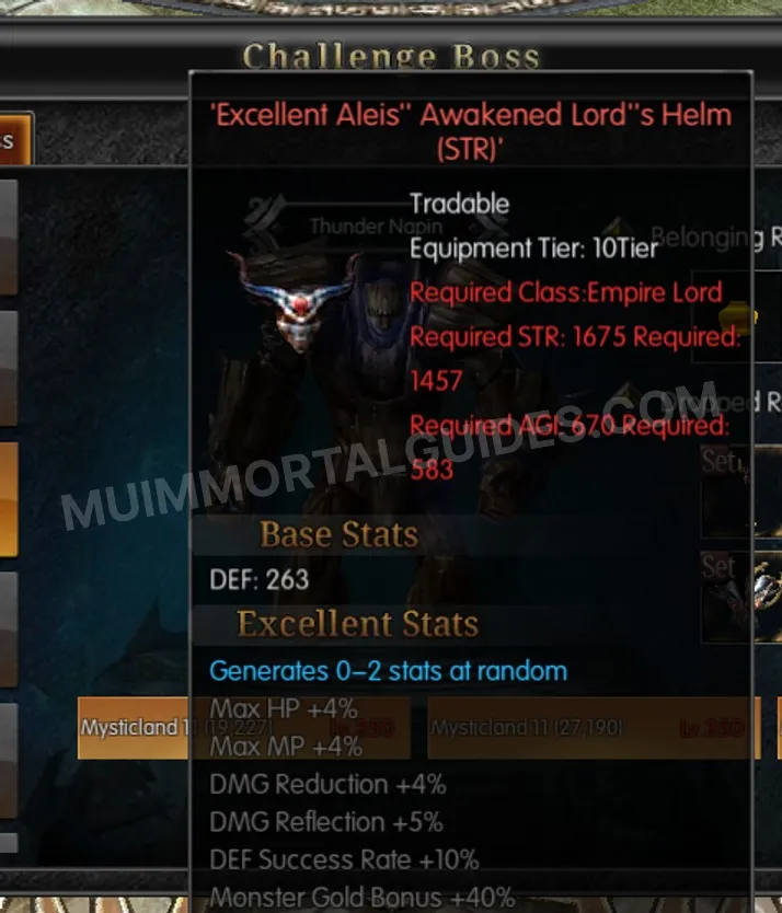 Screenshot of Excellent Aleis' Awakened Lord's Helm (STR)