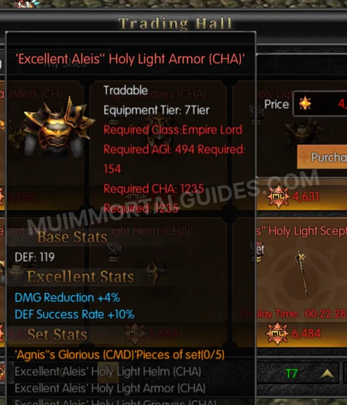 Screenshot of Excellent Aleis' Holy Light Armor (CHA)