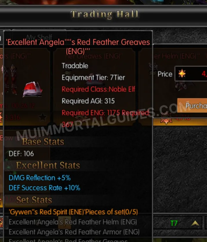 Screenshot of Excellent Angela's Red Feather Greaves (ENG)