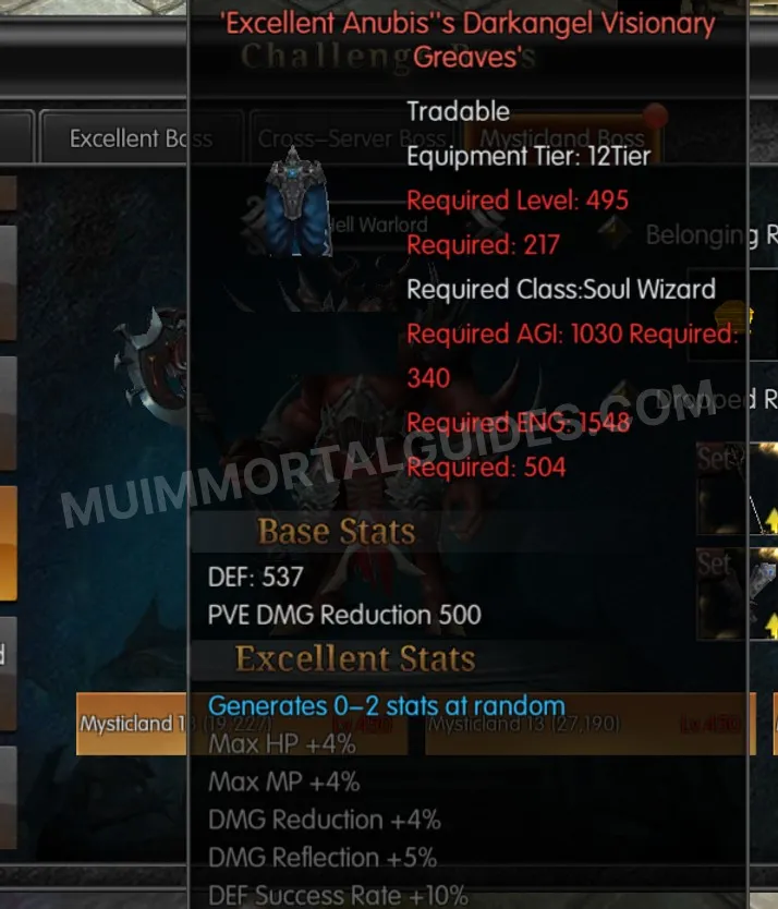 Screenshot of Excellent Anubis's Darkangel Visionary Greaves