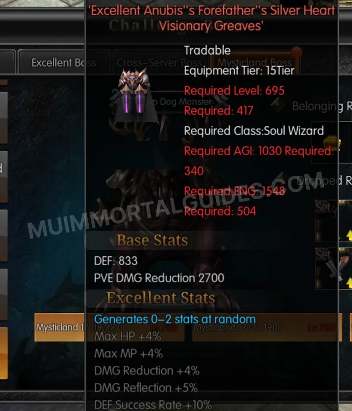 Screenshot of Excellent Anubis's Forefather's Silver Heart Visionary Greaves