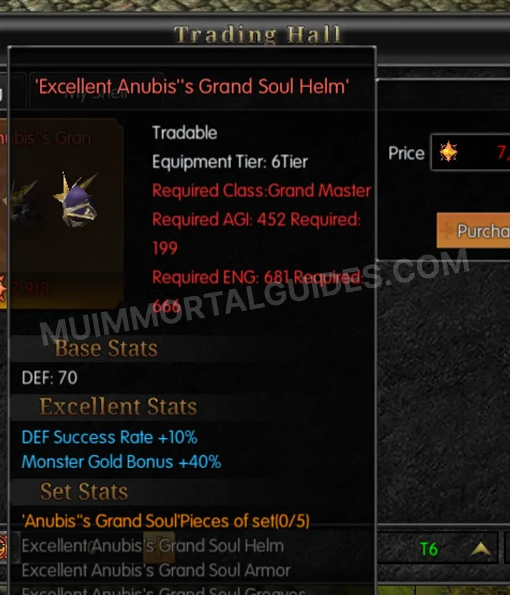 Screenshot of Excellent Anubis's Grand Soul Helm