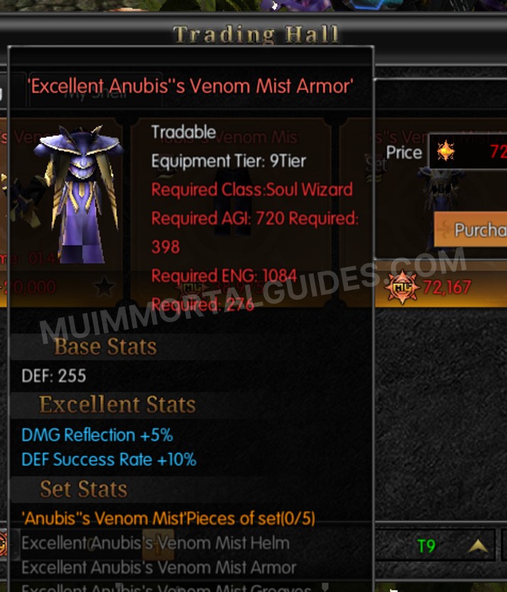 Screenshot of Excellent Anubis's Venom Mist Armor