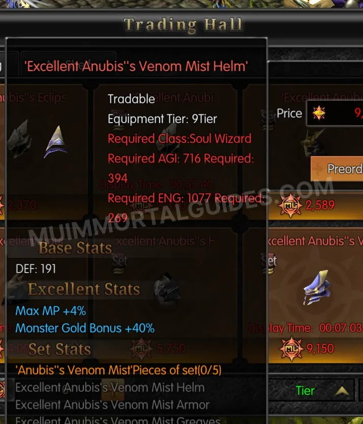 Screenshot of Excellent Anubis's Venom Mist Helm