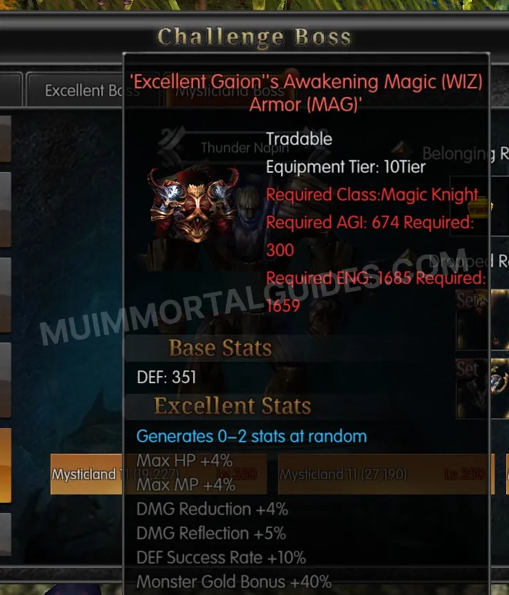 Screenshot of Excellent Gaion's Awakening Magic (WIZ) Armor (MAG)