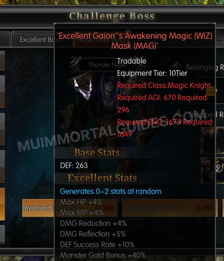 Screenshot of Excellent Gaion's Awakening Magic (WIZ) Mask (MAG)