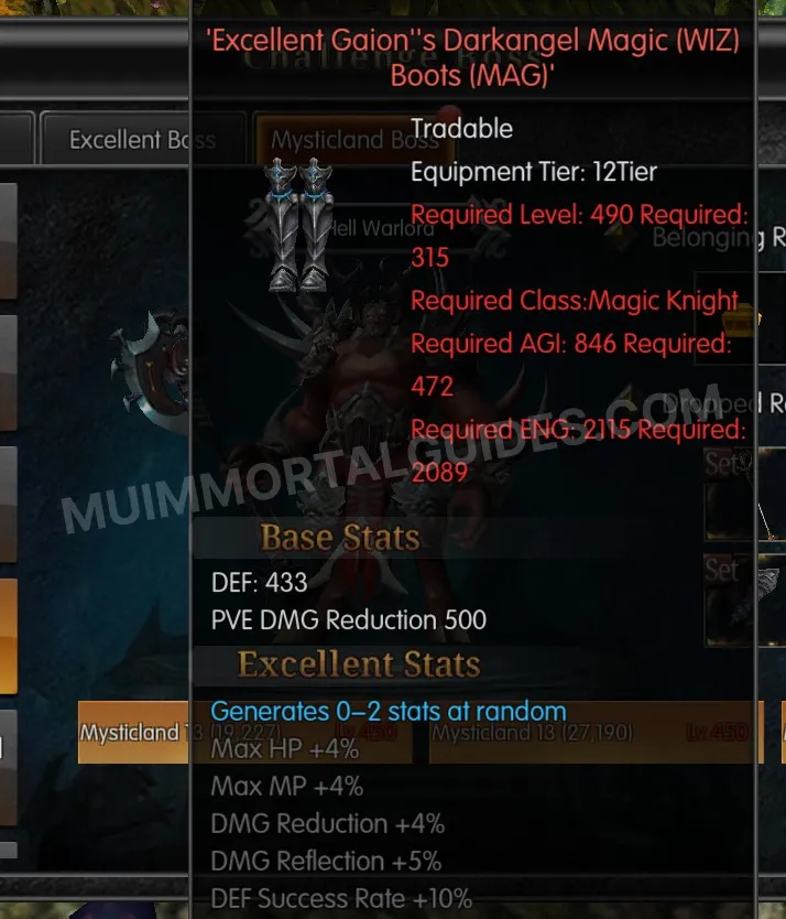 Screenshot of Excellent Gaion's Darkangel Magic (WIZ) Boots (MAG)