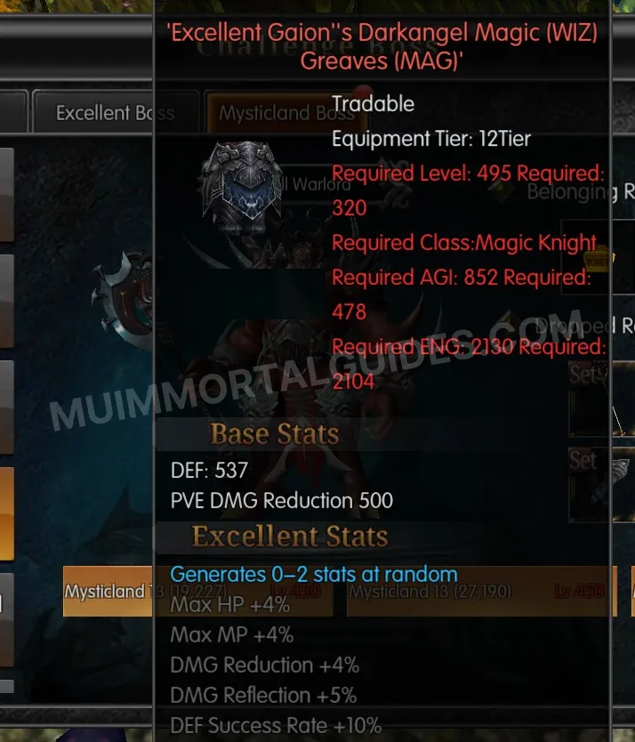 Screenshot of Excellent Gaion's Darkangel Magic [WIZ] Greaves [MAG]