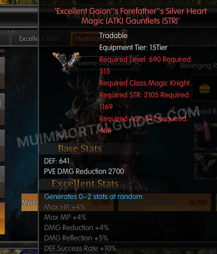 Screenshot of Excellent Gaion's Forefather's Silver Heart Magic (ATK) Gauntlets (STR)