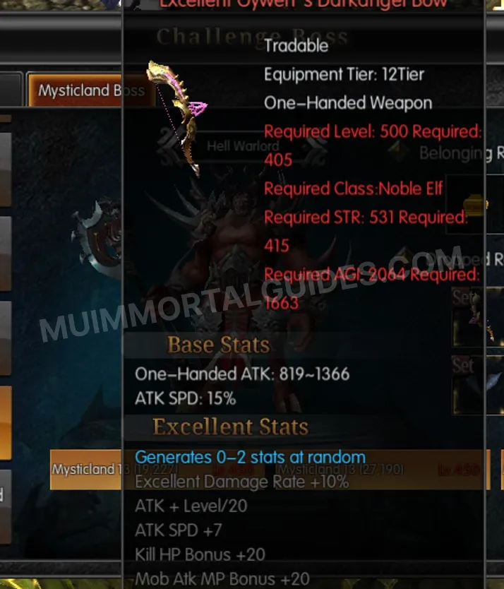 Screenshot of Excellent Gywen's Darkangel Bow
