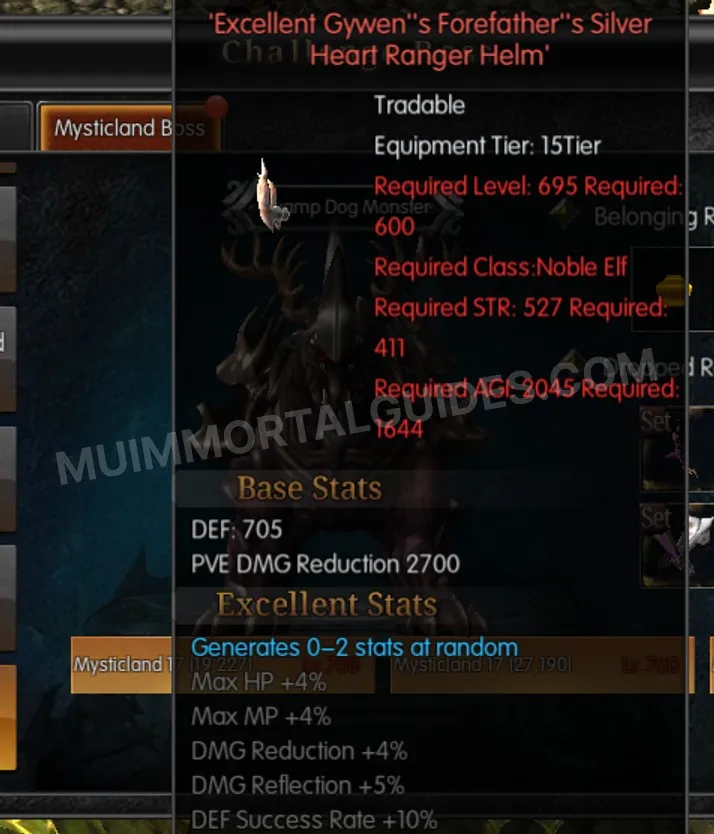 Screenshot of Excellent Gywen's Forefather's Silver Heart Ranger Helm