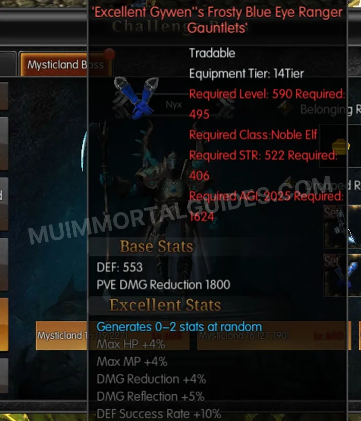 Screenshot of Excellent Gywen's Frosty Blue Eye Ranger Gauntlets