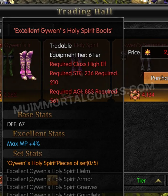 Screenshot of Excellent Gywen's Holy Spirit Boots