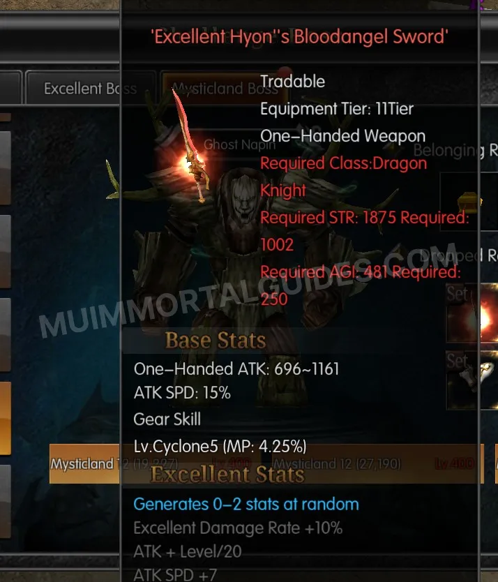 Screenshot of Excellent Hyon's Bloodangel Sword