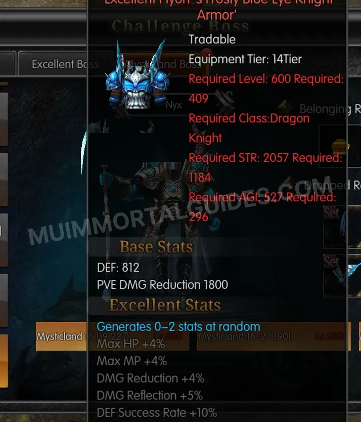 Screenshot of Excellent Hyon's Frosty Blue Eye Knight Armor