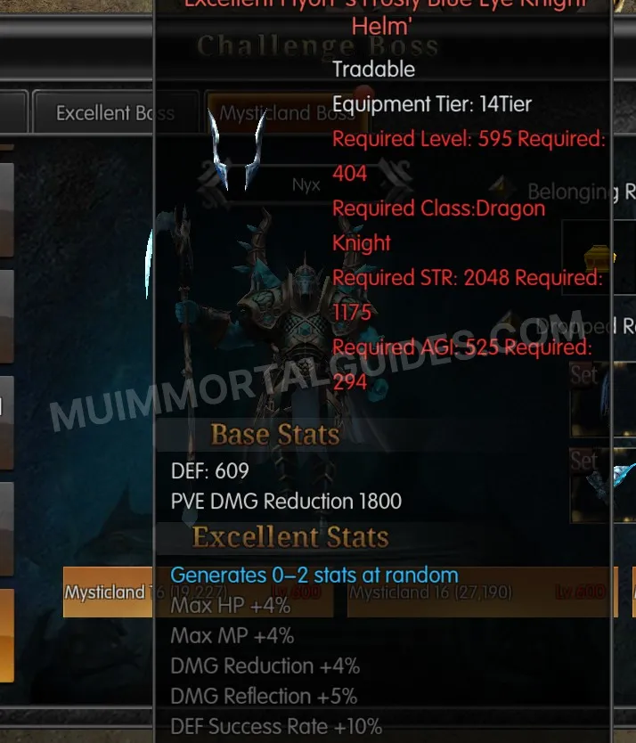 Screenshot of Excellent Hyon's Frosty Blue Eye Knight Helm