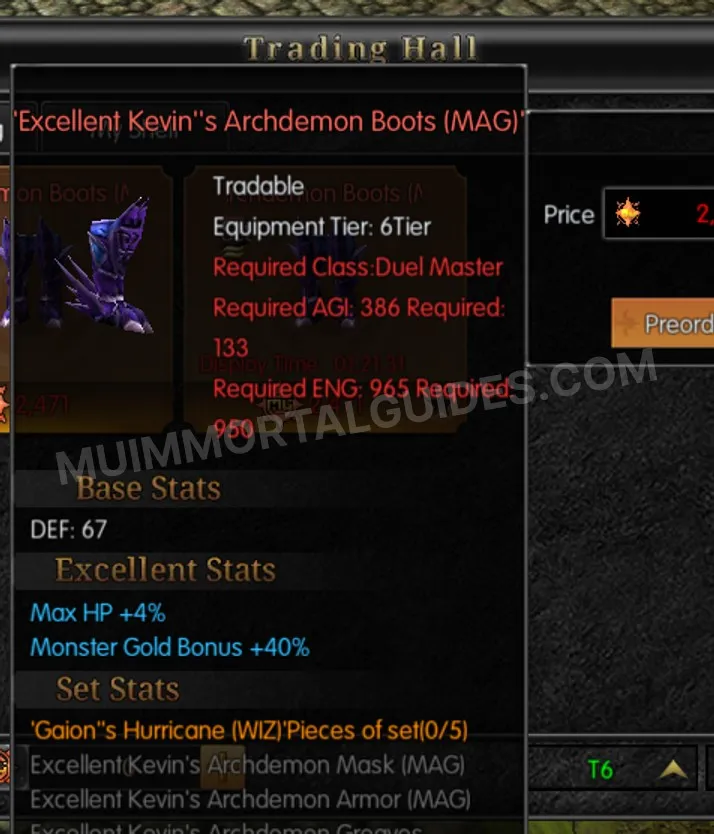 Screenshot of Excellent Kevin's Archdemon Boots (MAG)