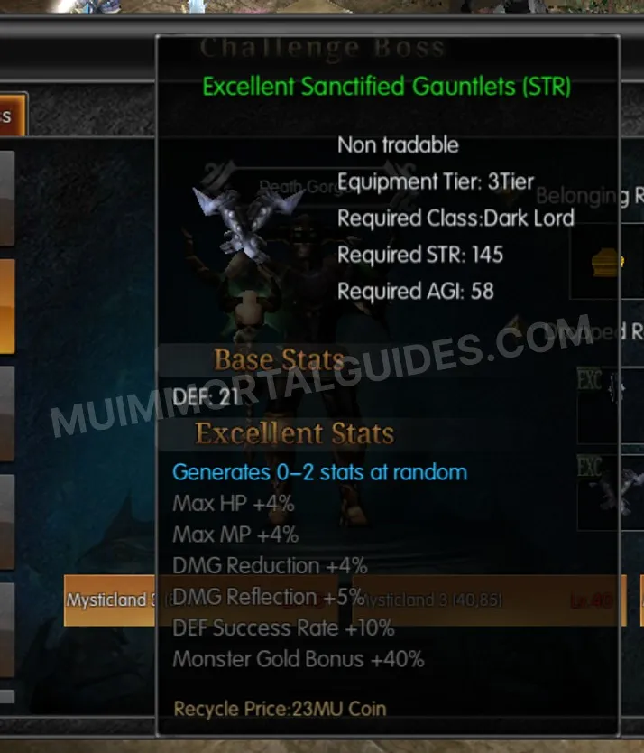 Screenshot of Excellent Sanctified Gauntlets (STR)