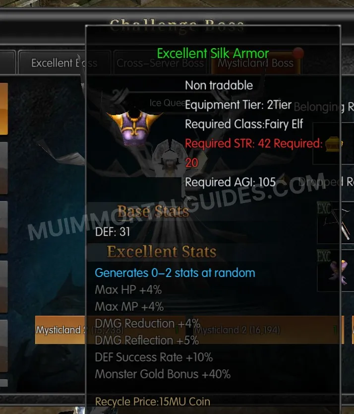Screenshot of Excellent Silk Armor