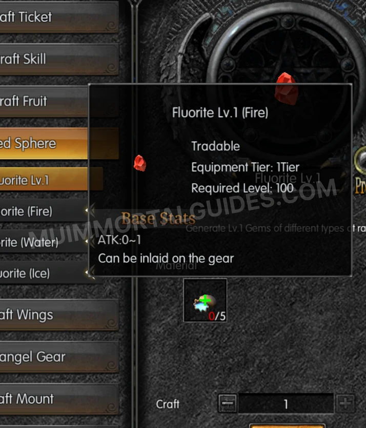 Screenshot of Fluorite Lv.1 (Fire)