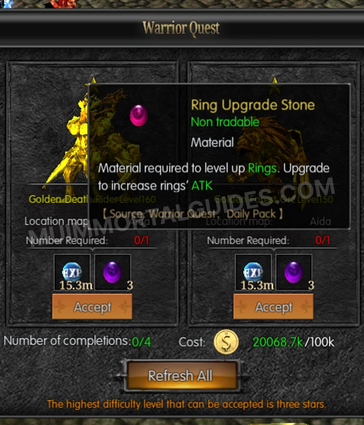 Screenshot of Ring Upgrade Stone