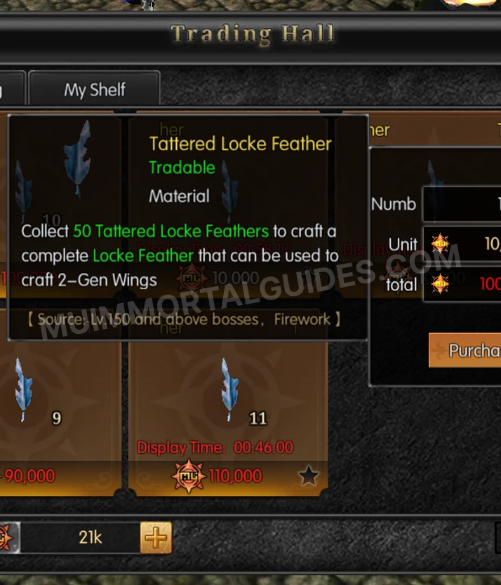 Screenshot of Tattered Locke Feather
